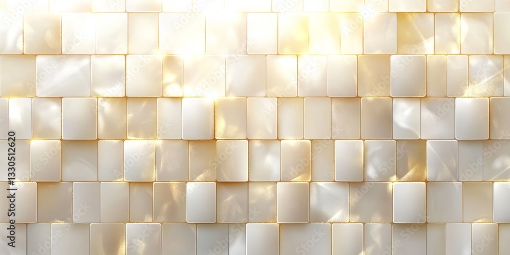 Poster textured white tiles create an abstract background with a soft luminous glow