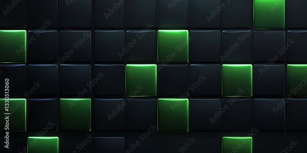 Poster abstract green and black tile pattern creating a dynamic visual experience