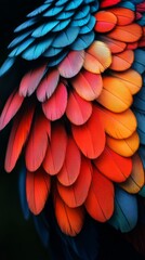 Obraz premium colorful feathers close up with vibrant hues.