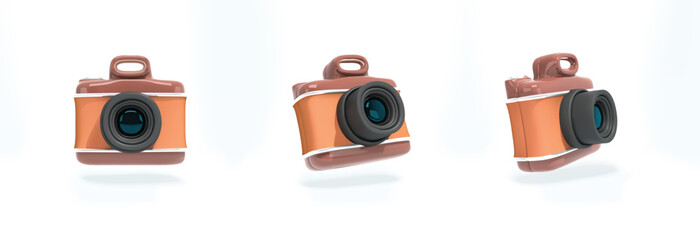 Camera 3d icon. Cartoon Style photo Camera vector 3d Illustration