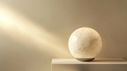 Soft, spherical table lamp with a warm, neutral aesthetic
