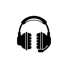 creative clean silhouette Headphones for Online Learning Icon vector illustration
