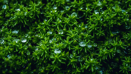 Obraz premium Wet green moss on the rocks