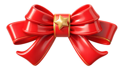 Red ribbon bow with sparkle isolated