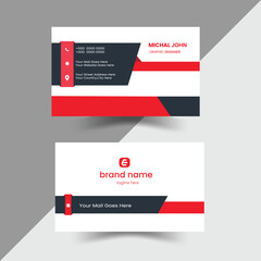 Modern Red and Grey Business Card Design Template.Professional, clean, and modern business card template featuring a combination of red and grey geometric shapes.