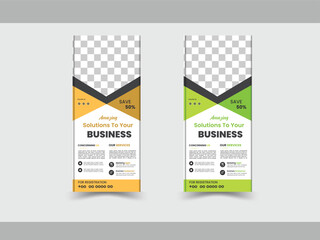Modern Business Flyer Templates in Yellow and Green.Two vertical flyer templates showcasing a modern, professional design for business promotion.