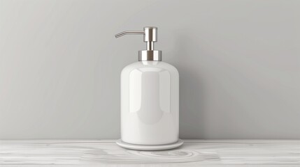 Obraz premium A realistic image of a white porcelain soap dispenser with a silver pump 8K