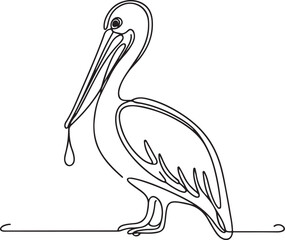 Pelican Line Drawing Vector – Minimalist Bird Illustration
