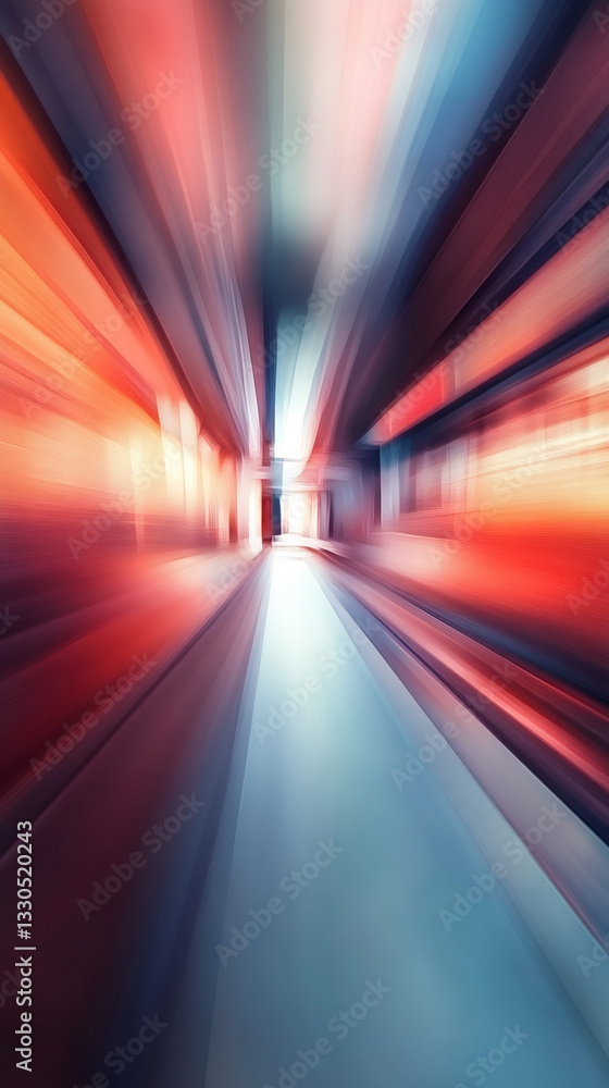Poster Blurred red and blue light trails symbolizing technological momentum and rapid motion