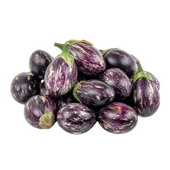 A Pile of Fresh Eggplant with Smooth Purple Skin Isolated on Transparent Background