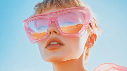 Fototapeta premium Creative portrait of a young woman in sunglasses