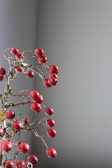 Minimalist christmas decor with red berries