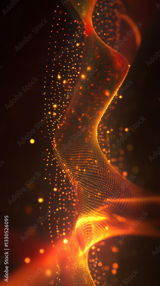 Poster Abstract background with golden particles swirling and flowing, creating a mesmerizing visual effect
