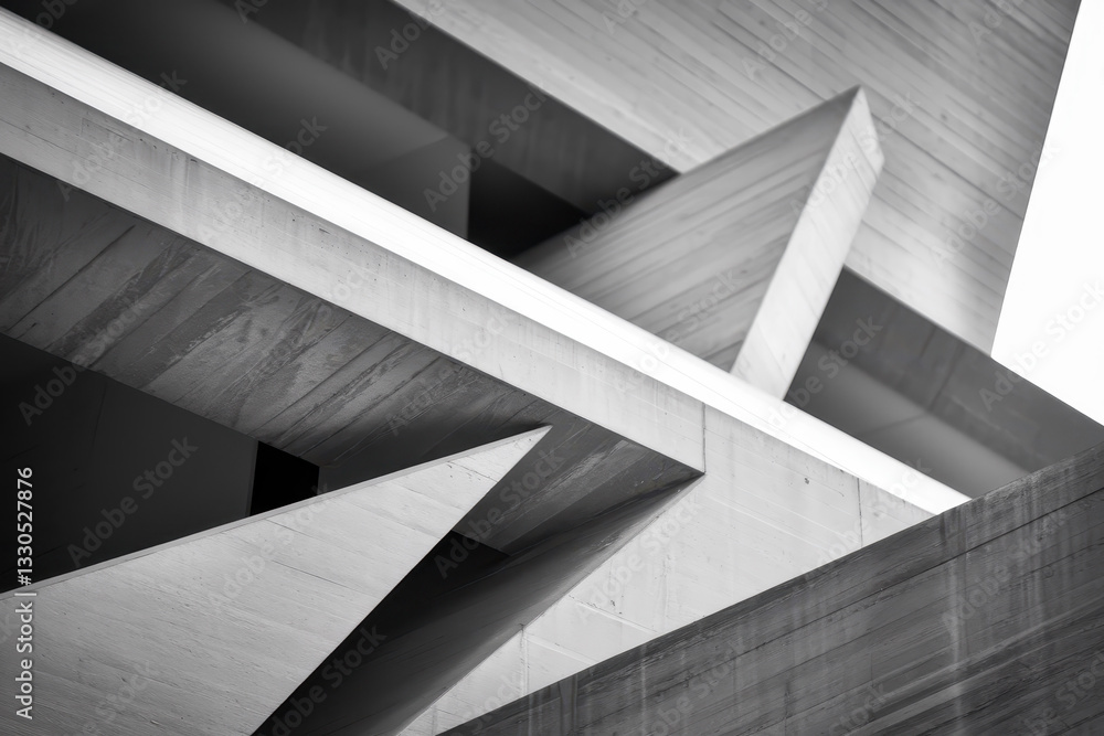 Poster abstract architectural design with angular concrete shapes in monochrome