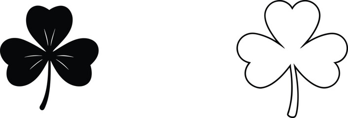 Shamrock Icons Black, White, Irish, Clover, Leaf, Design, Symbol, Nature, Graphic, Illustration