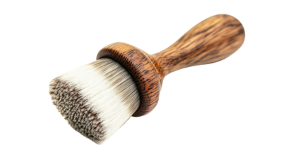 Brush for grooming with a wooden handle, designed for precise and effective use in various applications