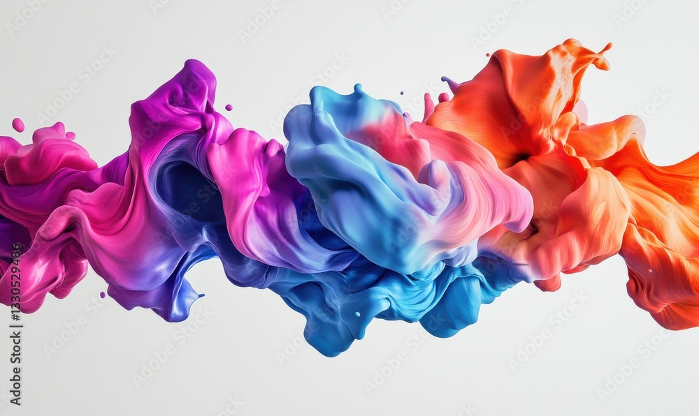 Poster colorful paint splashes blend together creating a vibrant abstract pattern.