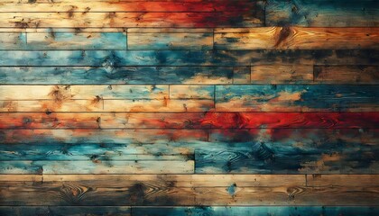Colorful wooden planks showing a bold and vibrant color scheme background