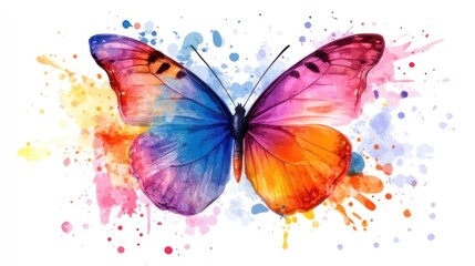 Vibrant butterfly with colorful splashes