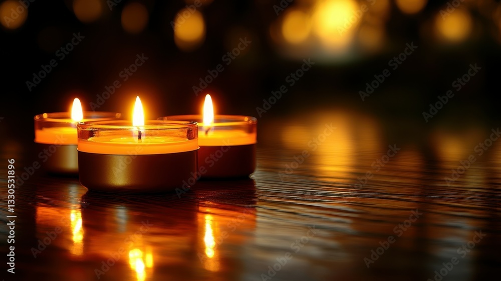 Poster soft flickering candlelight casts a warm glow in a cozy setting during the evening, enhancing the tr