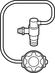 Diver regulator outline vector