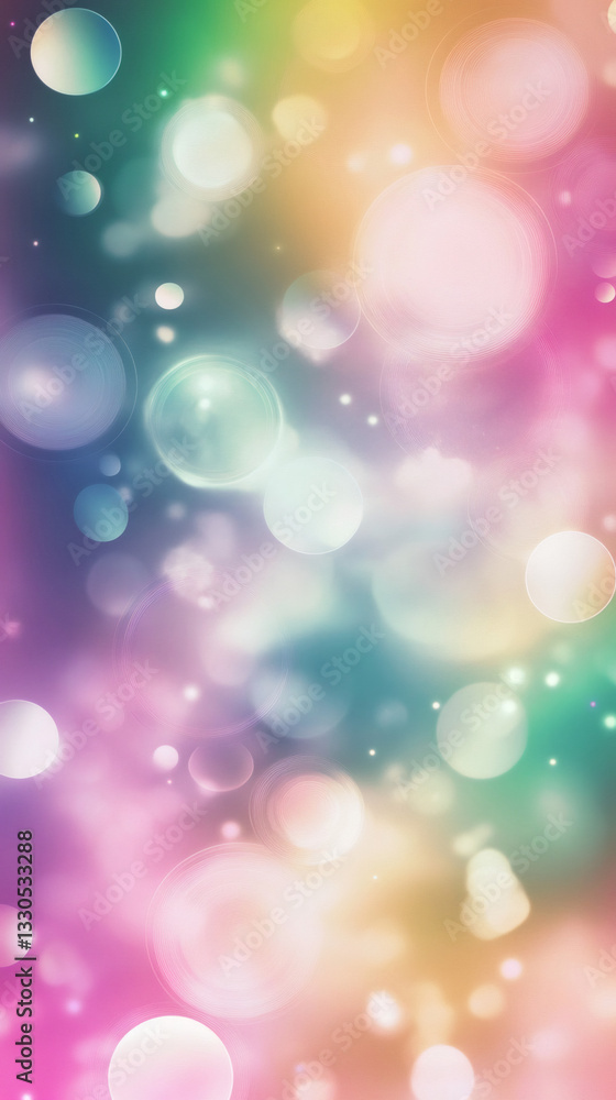 Poster Blurred lights creating a colorful bokeh effect, ideal for festive backgrounds and dreamy designs