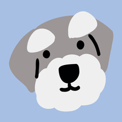 Cute Schnauzer Dog Face Illustration - Minimalist Design