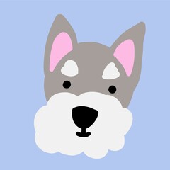Cute Schnauzer Dog Face Illustration - Minimalist and Playful Design