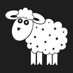 Cute black and white sheep silhouette with polka dot wool. Simple and playful design, perfect for clipart, stickers, t-shirts, cut files, and DIY projects.