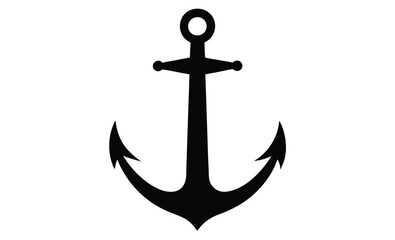 Ship anchor silhouette icon, anchor black silhouette vector, Simple silhouette Design vector icon with white background   