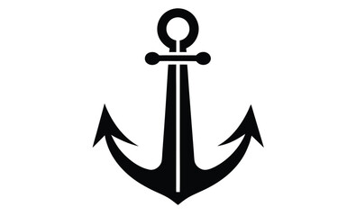 Ship anchor silhouette icon, anchor black silhouette vector, Simple silhouette Design vector icon with white background   
