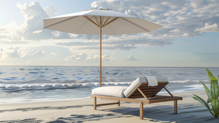 beach chairs and umbrella