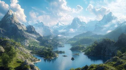 Obraz premium A 3D landscape wallpaper. 
