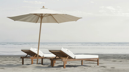 beach chairs and umbrella