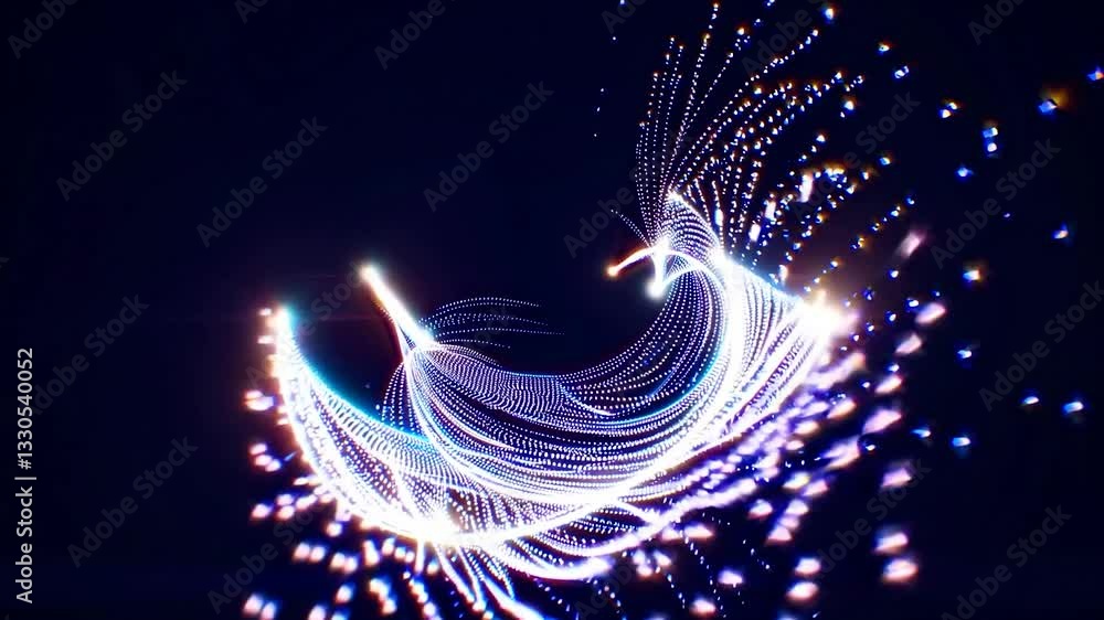 Poster dynamic light trails swirl and intertwine against a dark backdrop, creating a mesmerizing visual spe