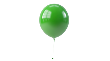 Single green balloon floating with transparent background