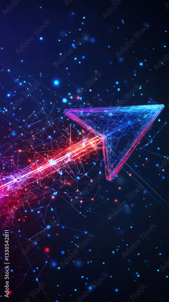 Aufkleber polygonal arrow pointing up symbolizing growth, success, and progress in a technological and futuris