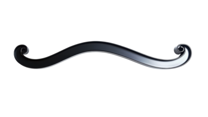 Curved black mustache design element suitable for various creative projects and decorations