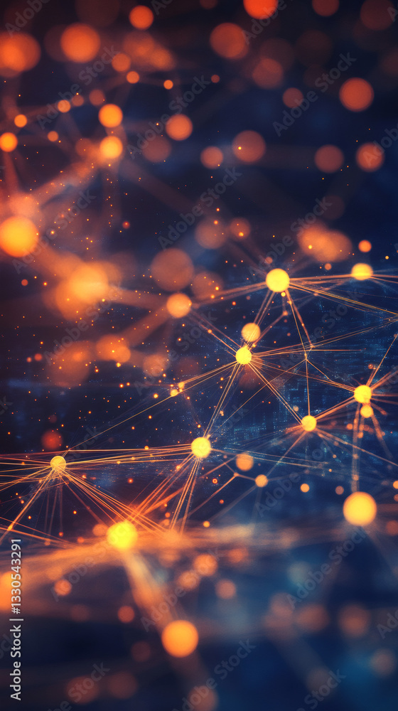 Aufkleber Glowing nodes and lines creating a complex network, symbolizing connections, data flow, and technological advancement