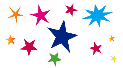 Retro stars on separate layers, vector, illustration, for animation, symbol, illustration, shape, decoration, art, color, design, set, pattern, web, element, celebration, red, yellow, blue, icon, star