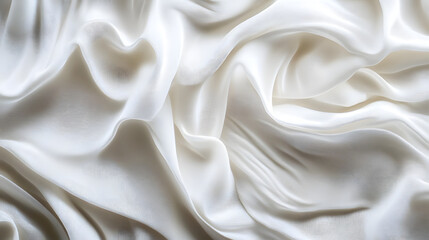 Fototapeta premium A detailed close-up of white fabric showcasing numerous intricate folds and textures, emphasizing its softness and depth.