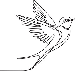 Elegant Line Drawing of a Swallow Bird Vector 