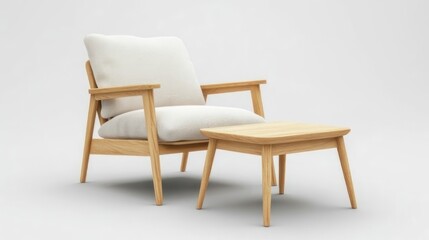 Light wood armchair and small table