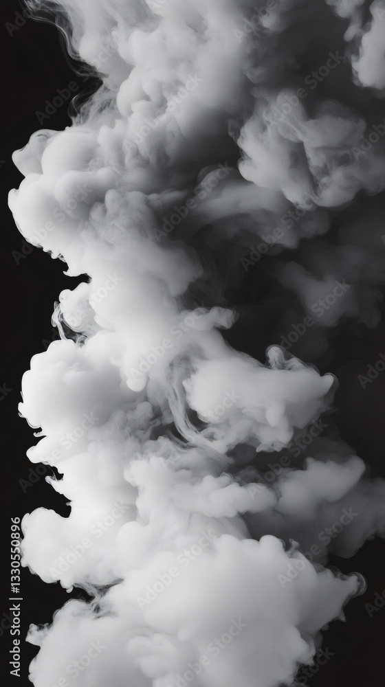 Aufkleber white smoke is creating a variety of abstract shapes on a black background, ideal for graphic resour
