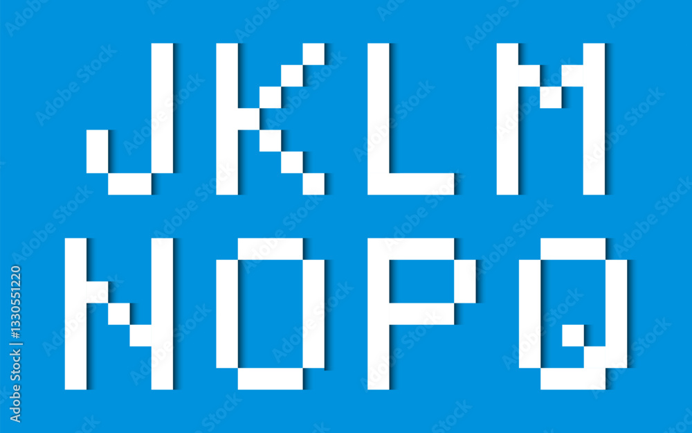 Fototapete letters of the alphabet composed of simple white rectangles on a blue background. modern paper font.