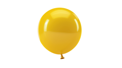 Single yellow balloon floating with transparent background