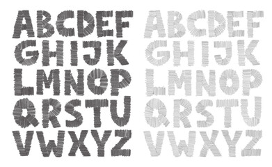 hand drawn alphabet with pencil, stylistic font for design