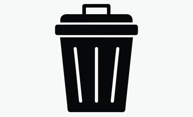 Garbage container icon, simple and unobtrusive Trash Bin dust bin vector silhouette illustration isolated in white background   