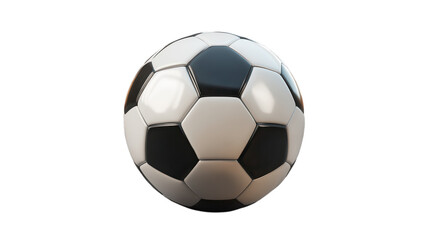 Fototapeta premium Soccer ball resting on a flat surface, showcasing classic black and white design