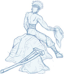 Design of man sit in rock